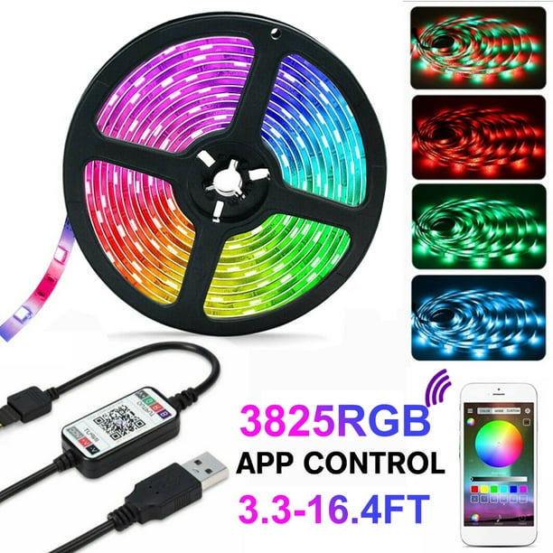 32ft LED Strip Lights 5050 RGB TV Backlight Bluetooth APP Light Remote Music USB